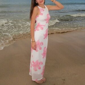 hawaii print maxi dress